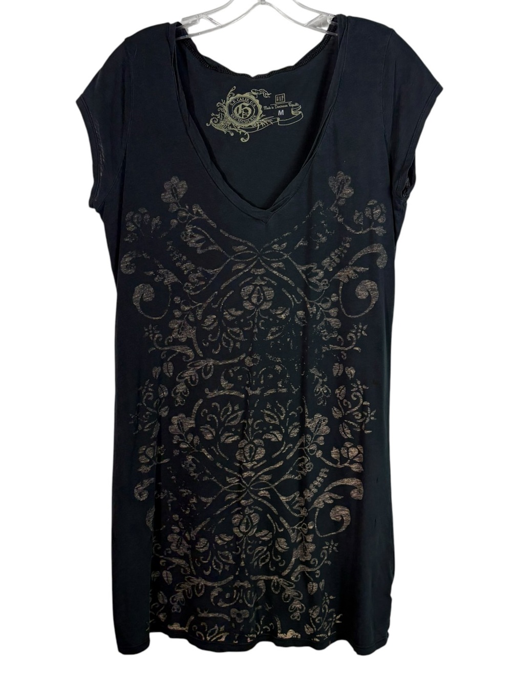 Gap Vintage Y2K Burnout Damask Grunge Print Lightweight Shirt Tunic Dress 2007